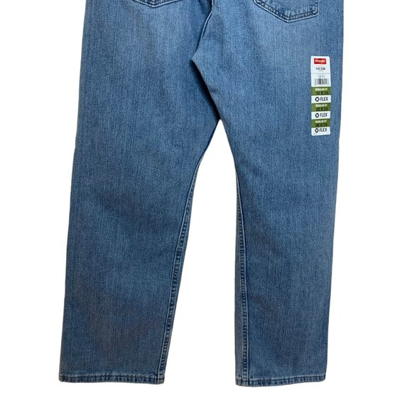 Wrangler Blue Jeans Light Wash Denim Pants Bootcut Relaxed Fit Flex Mens Size 36 - Picture 6 of 8